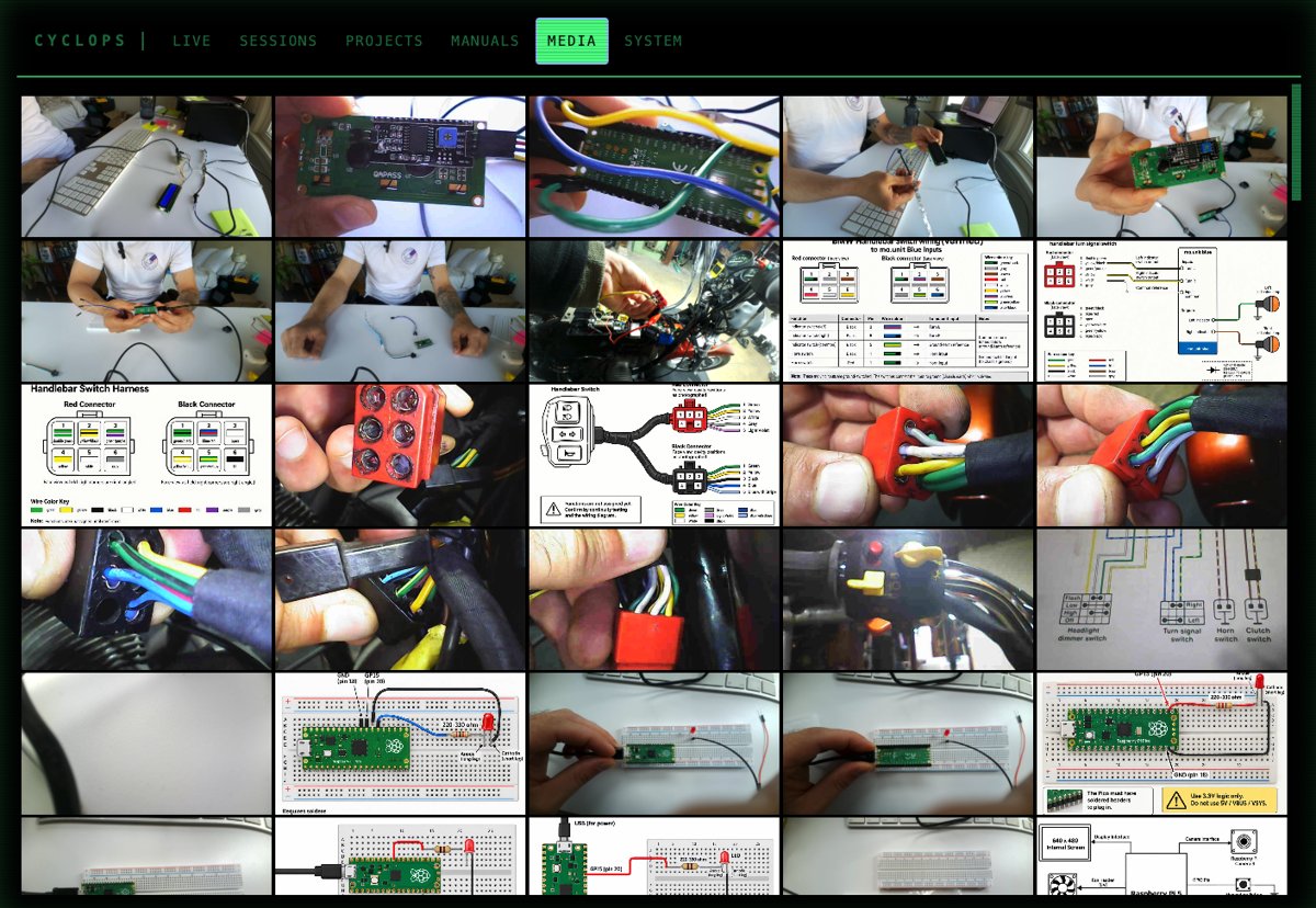 The Media page: a grid of photos and diagrams from sessions